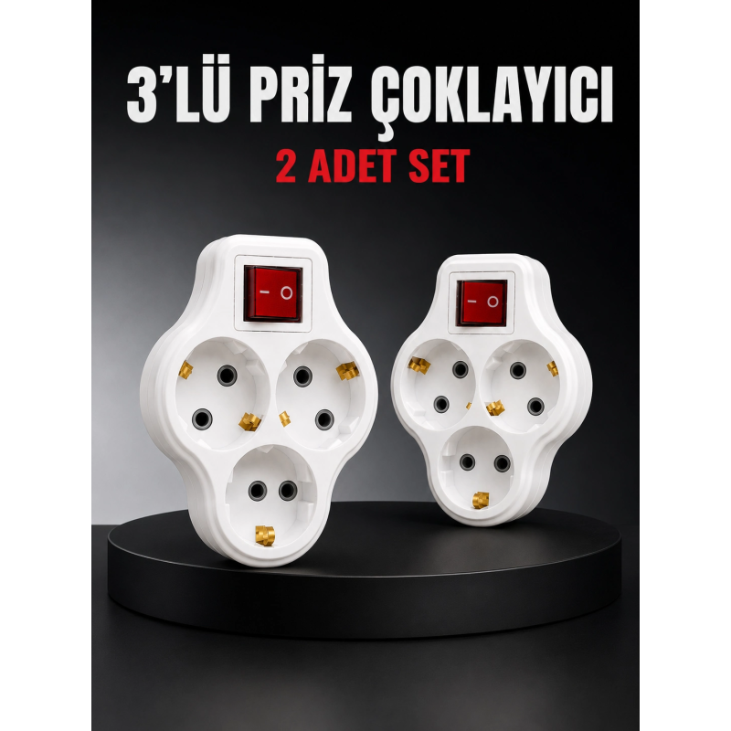 3’lü Priz Çoklayıcı 2 Adet Set Anahtarlı Kablosuz Duvar Tipi Priz Çoğaltıcı 3’lü Priz Çoklayıcı 2 Adet Set Anahtarlı Kablosuz Duvar Tipi Priz Çoğaltıcı
