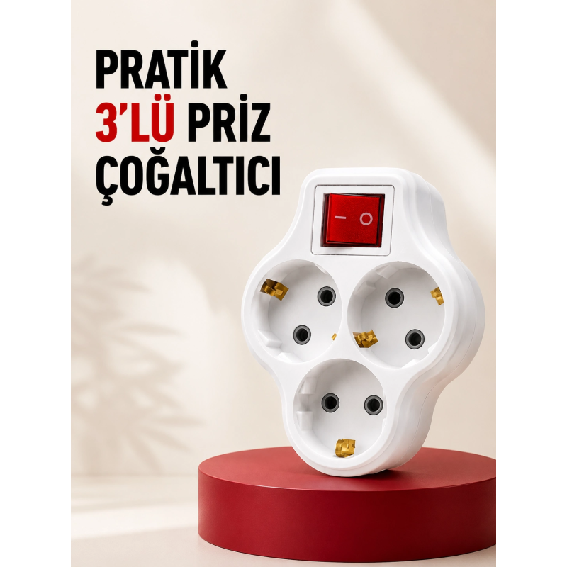 3’lü Topraklı Priz Çoklayıcı Açma Kapama Anahtarlı Direkt Prize Takılan Adaptör 3’lü Topraklı Priz Çoklayıcı Açma Kapama Anahtarlı Direkt Prize Takılan Adaptör