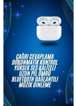 3.nesil İos Android Uyumlu Bluetooth 5.0 Beyaz Çağrı Cevaplama