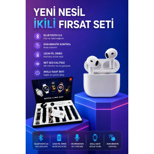 3.nesil Tws Bluetooth Kulaklık Bluetooth Bağlantılı Akıllı Saat Amoled Ekran Plastik Hasır Kordon