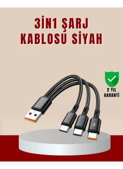 3’ü 1 Arada Hızlı Şarj Kablosu – İos Android Type-c Uyumlu