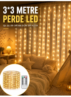 3x3 Metre Perde Led Işık – Parti Ve Bahçe Dekorasyonu Yeni Nesil
