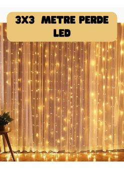 3x3 Metre Perde Led Işık Sıcak  Şelale Tasarım Dekoratif Aydınlatma
