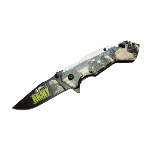 4 23 3 Army Kurtarma / Kamp Çakı 20cm - Yarı Otomatik, Kemerlikli, Cam Kırma Ve İp Kesme Atlı