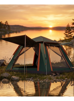 4 5 Kişilik Kamp Çadırı Güneşlikli Suya Dayanıklı Geniş Hacimli Outdoor