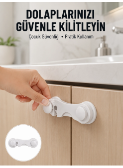 4 Adet Bebek Güvenlik Dolap Kilidi Çift Taraflı Bantlı Kolay Montajlı Emniyet Seti Yeni Nesil