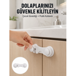 4 Adet Bebek Güvenlik Dolap Kilidi Çift Taraflı Bantlı Kolay Montajlı Emniyet Seti Yeni Nesil