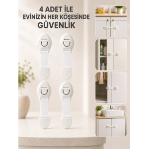 4 Adet Çok Amaçlı Çocuk Güvenlik Kilidi Dolap, Çekmece Ve Gardırop İçin