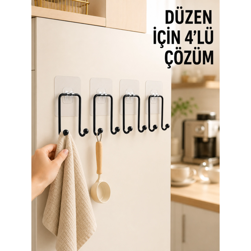 4 Adet Yapışkanlı Askı Çok Amaçlı Mutfak Banyo Düzenleyici Askılık 4 Adet Yapışkanlı Askı Çok Amaçlı Mutfak Banyo Düzenleyici Askılık