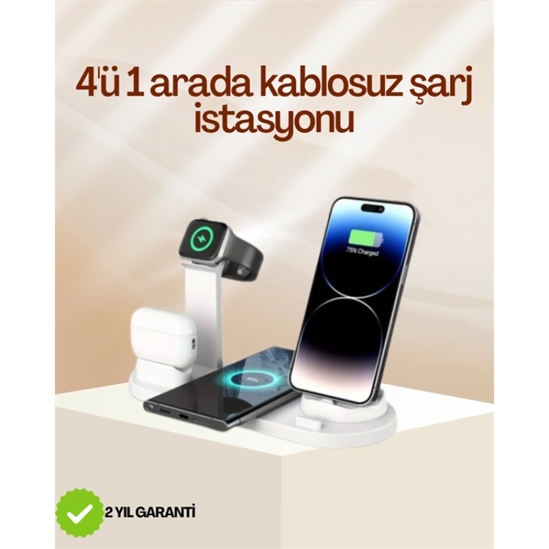 4 Cihazı Aynı Anda Şarj Edebilen Kablosuz Şarj İstasyonu Çok Yönlü Ve Pratik Tasarım 4 Cihazı Aynı Anda Şarj Edebilen Kablosuz Şarj İstasyonu Çok Yönlü Ve Pratik Tasarım