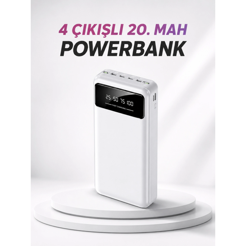 4 Çıkışlı 20.000 Mah Powerbank Taşınabilir Çoklu Giriş 4 Çıkışlı 20.000 Mah Powerbank Taşınabilir Çoklu Giriş