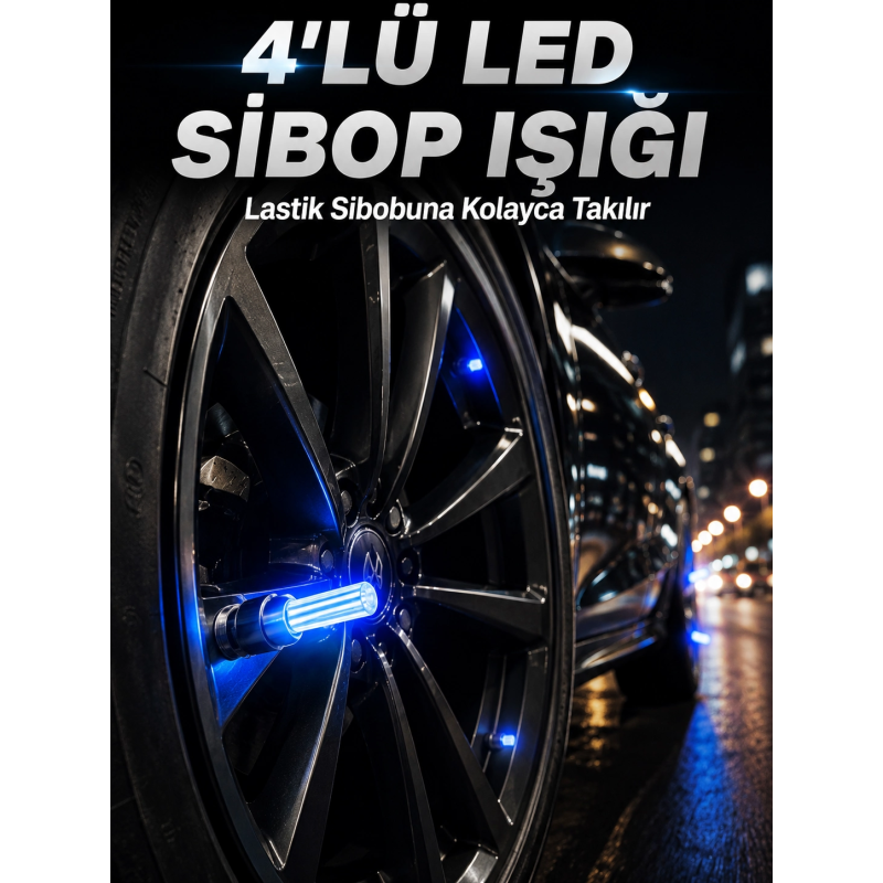 4'lü Araç Sibop Led Işığı Otomatik Açılan Lastik Işığı Seti 4'lü Araç Sibop Led Işığı Otomatik Açılan Lastik Işığı Seti