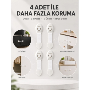 4'lü Çocuk Güvenlik Dolap Ve Çekmece Kilidi