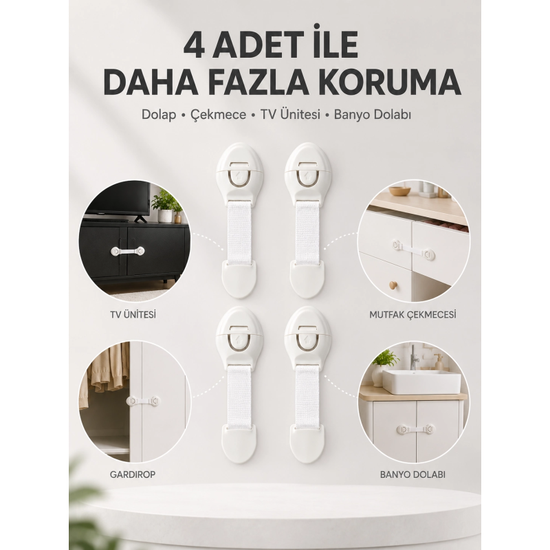 4'lü Çocuk Güvenlik Dolap Ve Çekmece Kilidi 4'lü Çocuk Güvenlik Dolap Ve Çekmece Kilidi