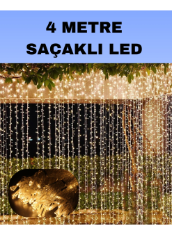 4 Metre Icicle Şelale Led Perde Işık Sarı Aydınlatma