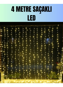 4 Metre Yılbaşı Şelale Led Perde Işık Ev Bahçe Dekor