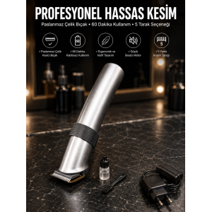 4 Taraklı Taşınabilir Profesyonel Saç Ve Sakal Kesme Tıraş Makinesi Yeni Nesil