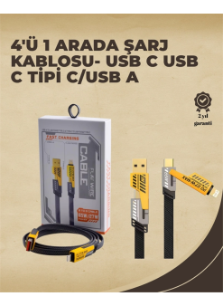 4'ü 1 Arada Metal Hızlı Veri Kablosu – 65w Güç, 27w İphone Desteği, 480mbps Aktarım