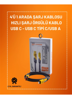 4'ü 1 Arada Usb Hızlı Şarj Ve Veri Kablosu – 65w Güç, Çoklu Bağlantı, 1.2m