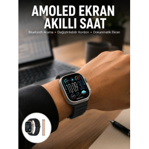 49mm Akıllı Saat Amoled Ekranlı Kadın Erkek Kol Saati Plastik Kordon Yeni Nesil