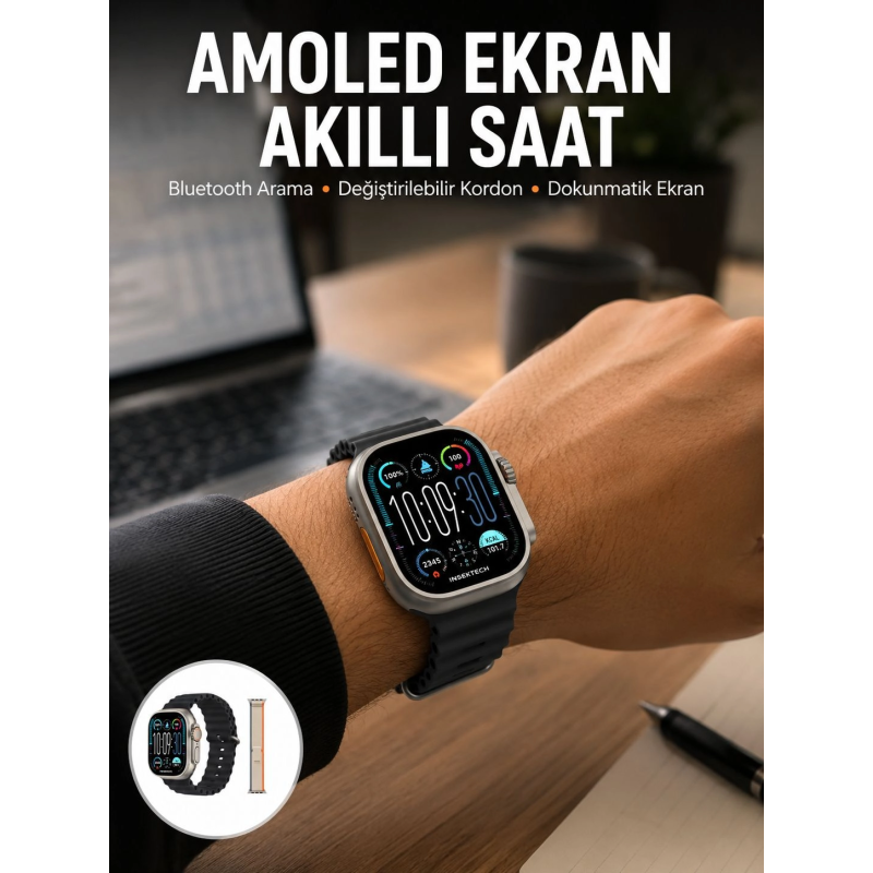 49mm Akıllı Saat Amoled Ekranlı Kadın Erkek Kol Saati Plastik Kordon Yeni Nesil 49mm Akıllı Saat Amoled Ekranlı Kadın Erkek Kol Saati Plastik Kordon Yeni Nesil