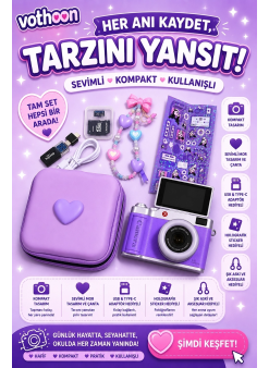 4k Çantalı Dijital Retro Video Kamera 48mp 16x Zoom Işıklı (32gb) Kart Dijital Fotoğraf Makinesi Mor