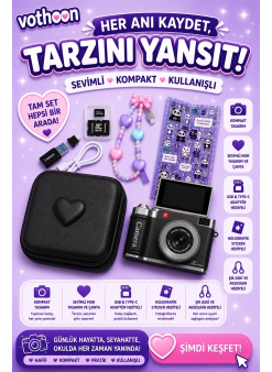 4k Çantalı Dijital Retro Video Kamera 48mp 16x Zoom Işıklı (32gb) Kart Dijital Fotoğraf Makinesi Siyah
