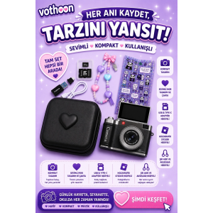 4k Çantalı Dijital Retro Video Kamera 48mp 16x Zoom Işıklı (32gb) Kart Dijital Fotoğraf Makinesi Siyah