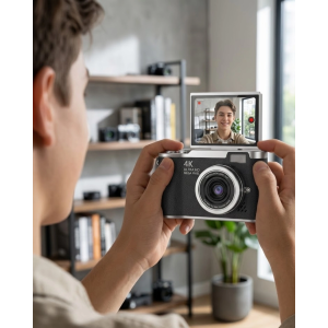 4k Dijital Kamera 48 Mp 8x Zoom Ve 180 Derece Flip Ekran Vlog Çekim Özellikli