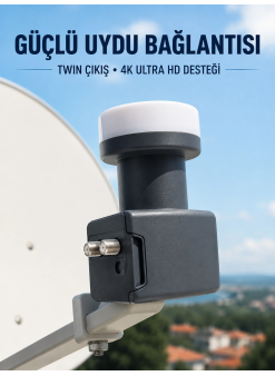 4k Ultra Hd Twin Lnb Çift Uydu Çıkışlı Ku Band Çanak Anten Lnb 0.1 Db