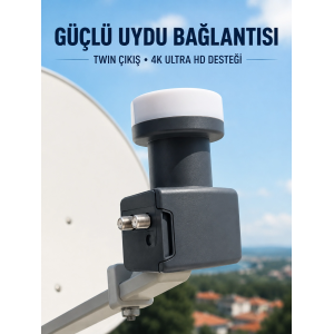 4k Ultra Hd Twin Lnb Çift Uydu Çıkışlı Ku Band Çanak Anten Lnb 0.1 Db