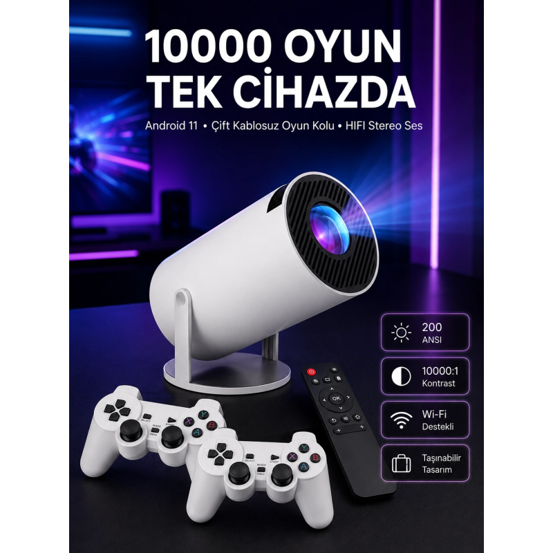 4k Wireless Çift Kollu Kumandalı Oyun Projeksiyonu Retro Video Oyunu Yeni Nesil 4k Wireless Çift Kollu Kumandalı Oyun Projeksiyonu Retro Video Oyunu Yeni Nesil
