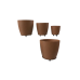 4’lü 3d Kahverengi Dekoratif Vazo Seti Modern Ayaklı Şık Saksı Takımı