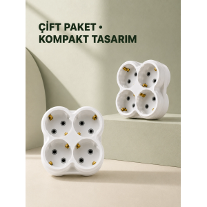 4’lü Priz Çoğaltıcı 2 Adet Set Kablosuz Duvar Tipi Priz Çoklayıcı Adaptör