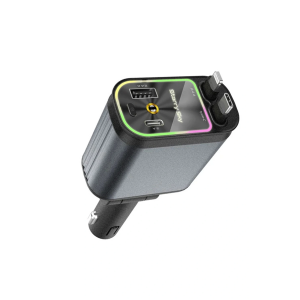 4’ü 1 Arada Çift Usb Bağlantı Çakmaklık, Type-c Hızlı Şarjlı 66w,geri Çekilebilir Araç Telefon Şarj Cihazı