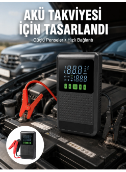 4’ü 1 Arada Jump Starter Hava Kompresörü Powerbank Ve Led Fener Yeni Nesil