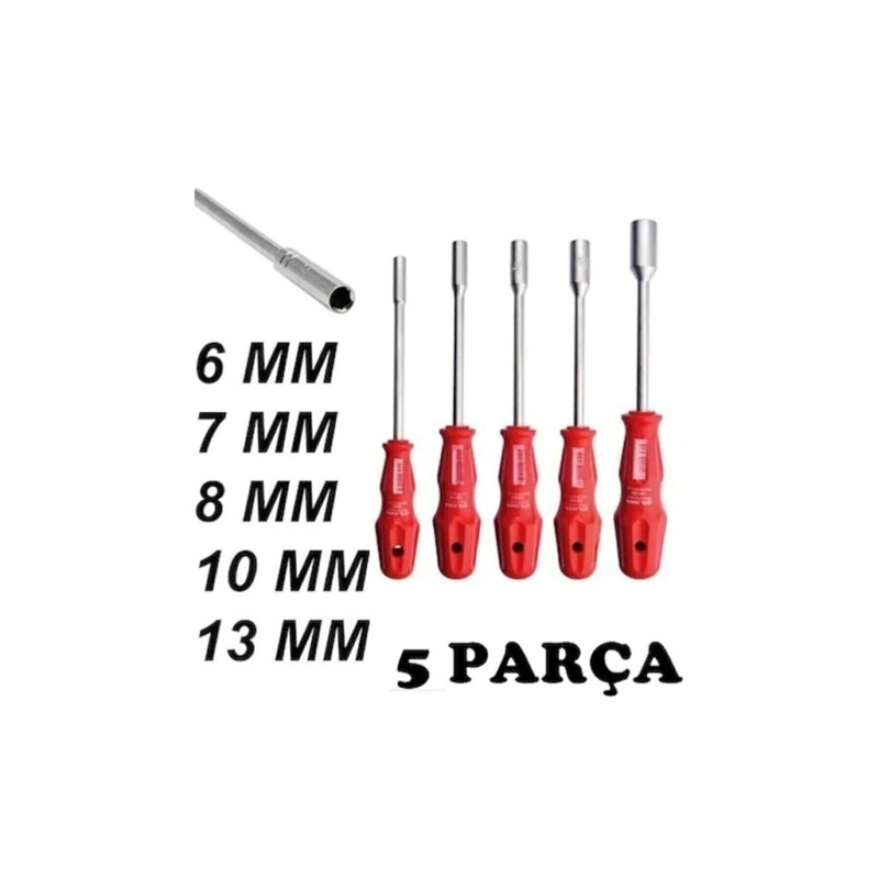 5 Adet Lokma Anahtar Tornavida 6/7/8/10/13/mm Metal Altıgen 5 Adet Lokma Anahtar Tornavida 6/7/8/10/13/mm Metal Altıgen