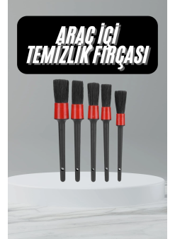 5 Adet Oto Detaylı Temizleyici Araç İçi Temizlik Fırça Seti Koltuk Döşeme Kapı Toz Alma Fırçası