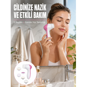 5 Başlıklı Cilt Temizleme Cihazı Ultra Kaliteli Yumuşak Kırşıklık Karşıtı Yeni Nesil