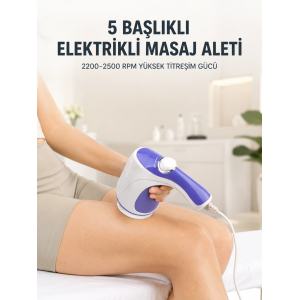 5 Başlıklı Elektrikli Masaj Aleti 2200-2500 Rpm Yüksek Titreşimli Vücut Bakım Ve Rahatlama Cihazı