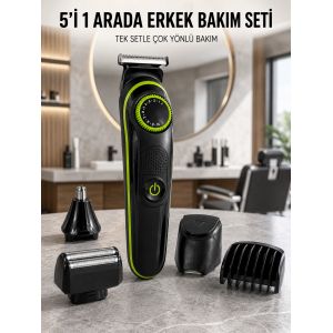 5i 1 Arada Erkek Bakım Seti Çok Başlıklı Sakal Vücut Burun Kulak Tıraş Makinesi