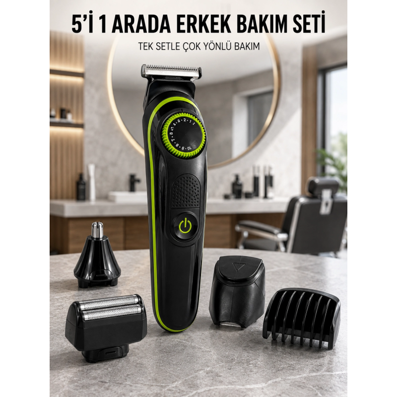 5i 1 Arada Erkek Bakım Seti Çok Başlıklı Sakal Vücut Burun Kulak Tıraş Makinesi 5i 1 Arada Erkek Bakım Seti Çok Başlıklı Sakal Vücut Burun Kulak Tıraş Makinesi