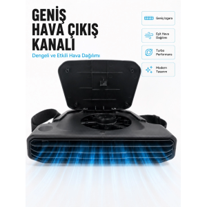 5 Kademeli Araç İçi Boyun Serinletme Fanı Güçlü Turbo Hava Akışlı Usb Şarjlı