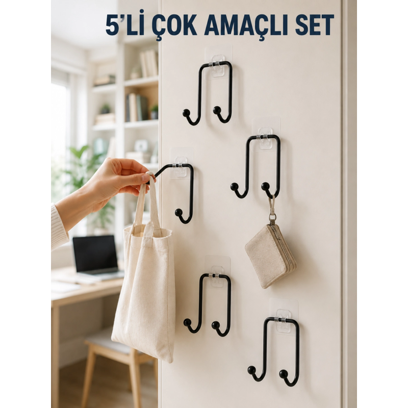 5li Yapışkanlı Askı Seti Mutfak Banyo Ve Ev İçin Çok Amaçlı Askılık 5li Yapışkanlı Askı Seti Mutfak Banyo Ve Ev İçin Çok Amaçlı Askılık