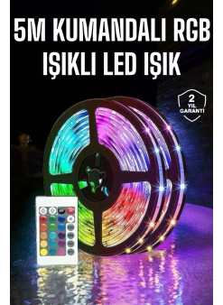 5 Metre Şerit Led Rgb Işıklı Kumandalı Güç Adaptörü Her Ortama Uygun