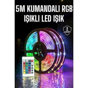 5 Metre Şerit Led Rgb Işıklı Kumandalı Güç Adaptörü Her Ortama Uygun