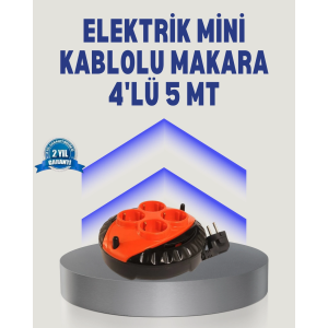 5 Metre Uzatma Kablolu 4 Prizli Makara Kırmızı