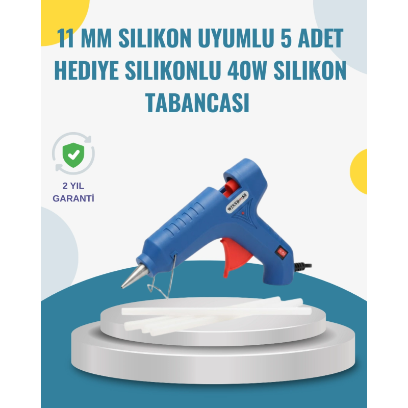 5 Silikon Hediyeli 40w Sıcak Silikon Tabancası Pratik Güçlü Kullanım 5 Silikon Hediyeli 40w Sıcak Silikon Tabancası Pratik Güçlü Kullanım