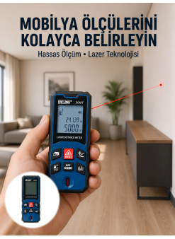 50 Metre Lazer Ölçüm Cihazı Alan Ve Mesafe Hesaplama Yeni Nesil