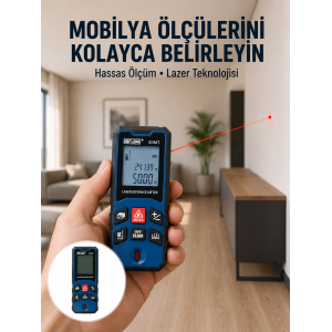 50 Metre Lazer Ölçüm Cihazı Alan Ve Mesafe Hesaplama Yeni Nesil